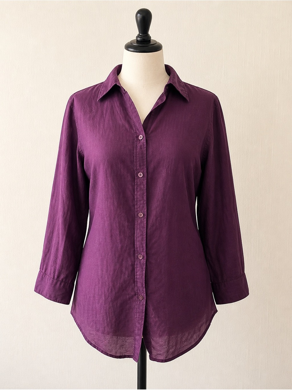 Lauren Ralph Lauren Women's Deep Purple Button-Down‎ Shirt